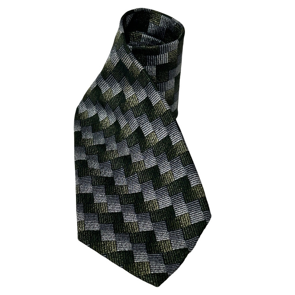 Ermenegildo Zegna Luxury Necktie Tie Vintage 100% Silk Ombre Cubed Pattern EUC